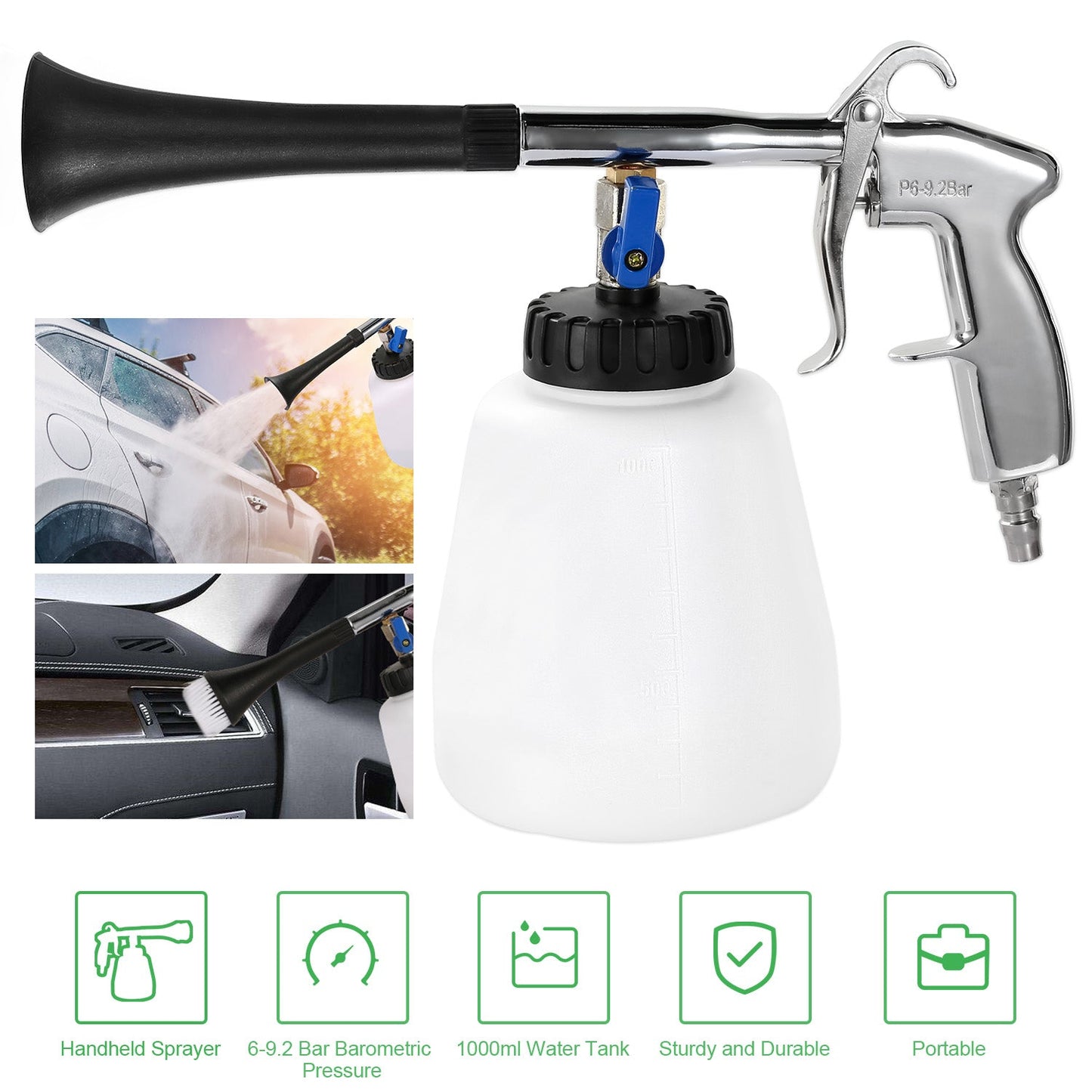 Car Cleaning Gun Air Pulse Sprayer Dust Removal Nozzle Washer Interior Exterior Cleaner Seat Floor Carpet Door Panel Kitchen