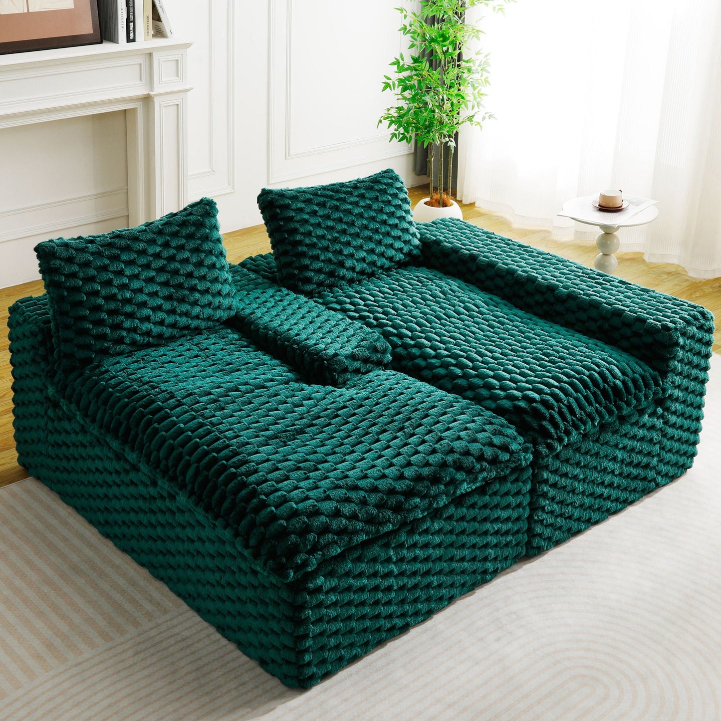 Modular Sofa, Convertible Twin Seat With Chaise Lounge