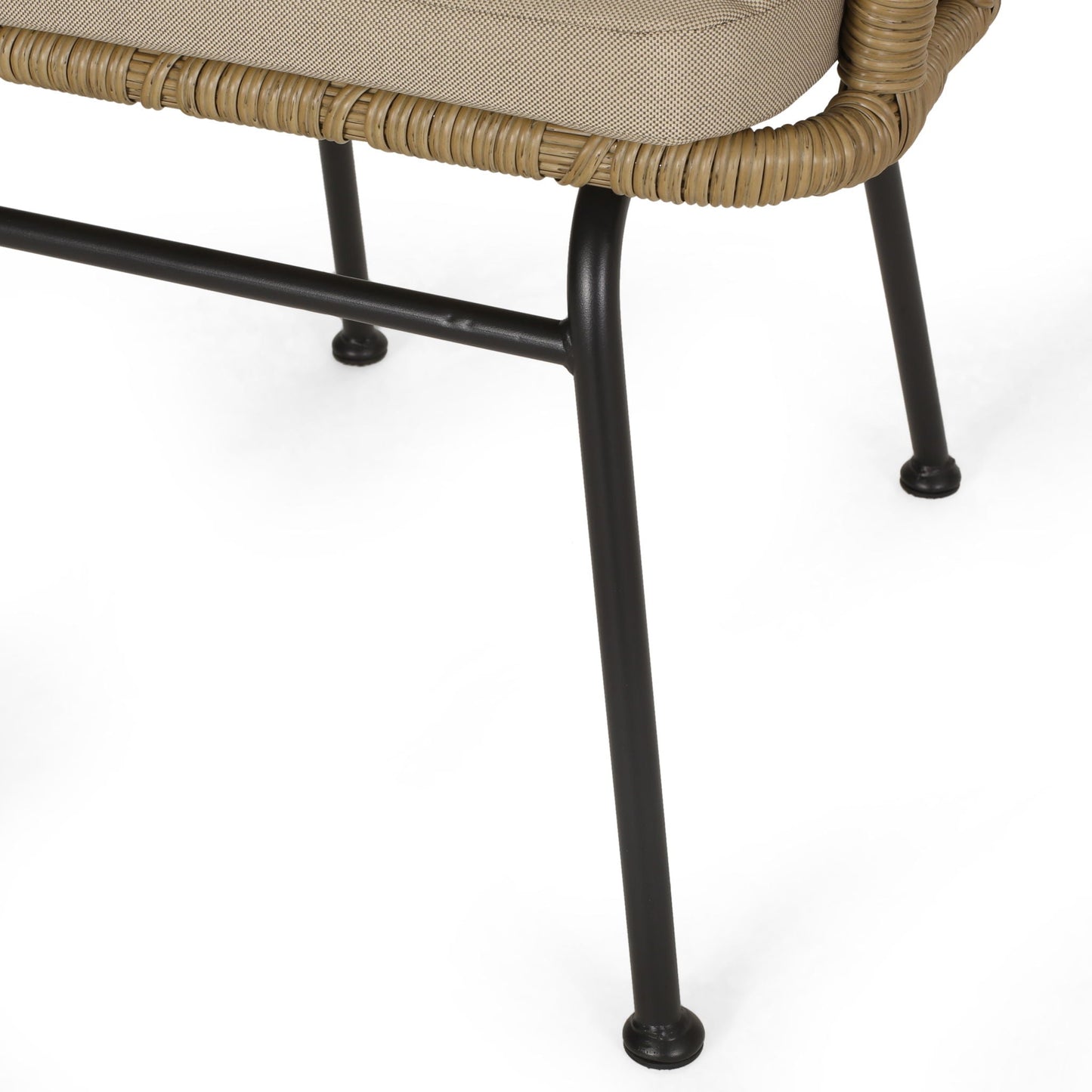 Randy Modern Wicker Chair with Water Resistant Cushions - Brown / Beige