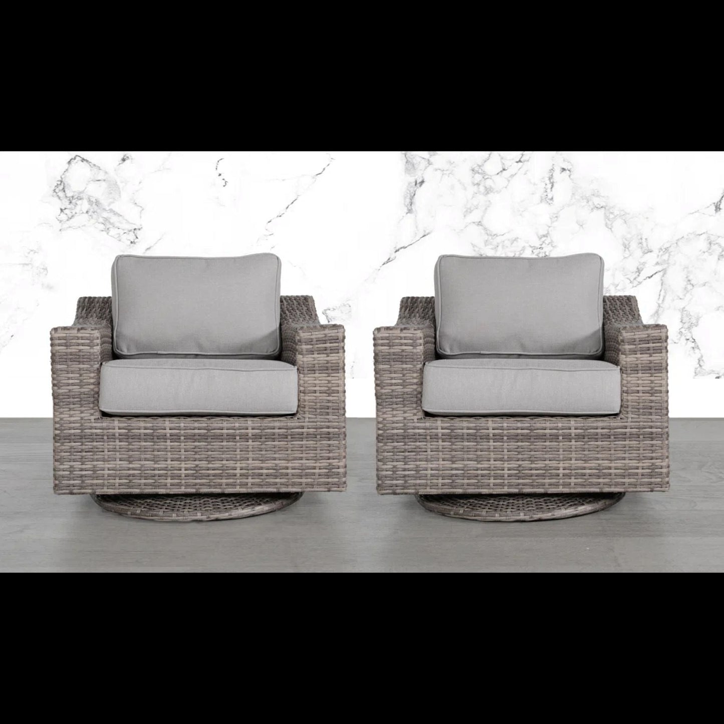 Swivel Patio Chair With Luxurious Cushions Perfect For Outdoor Relaxation (Set of 2) - Gray Mix