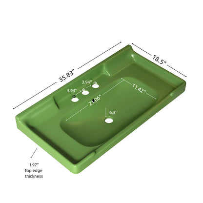 VICI 36" Bathroom Ceramic Basin with 3 Pre-Drilled Holes