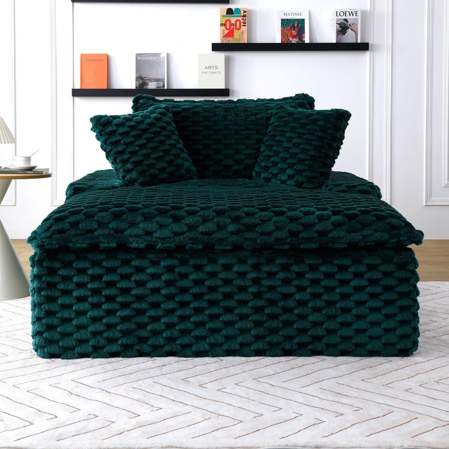 Comfort Bearing Sofa With 2 Pillows And 1 Backrest - Green