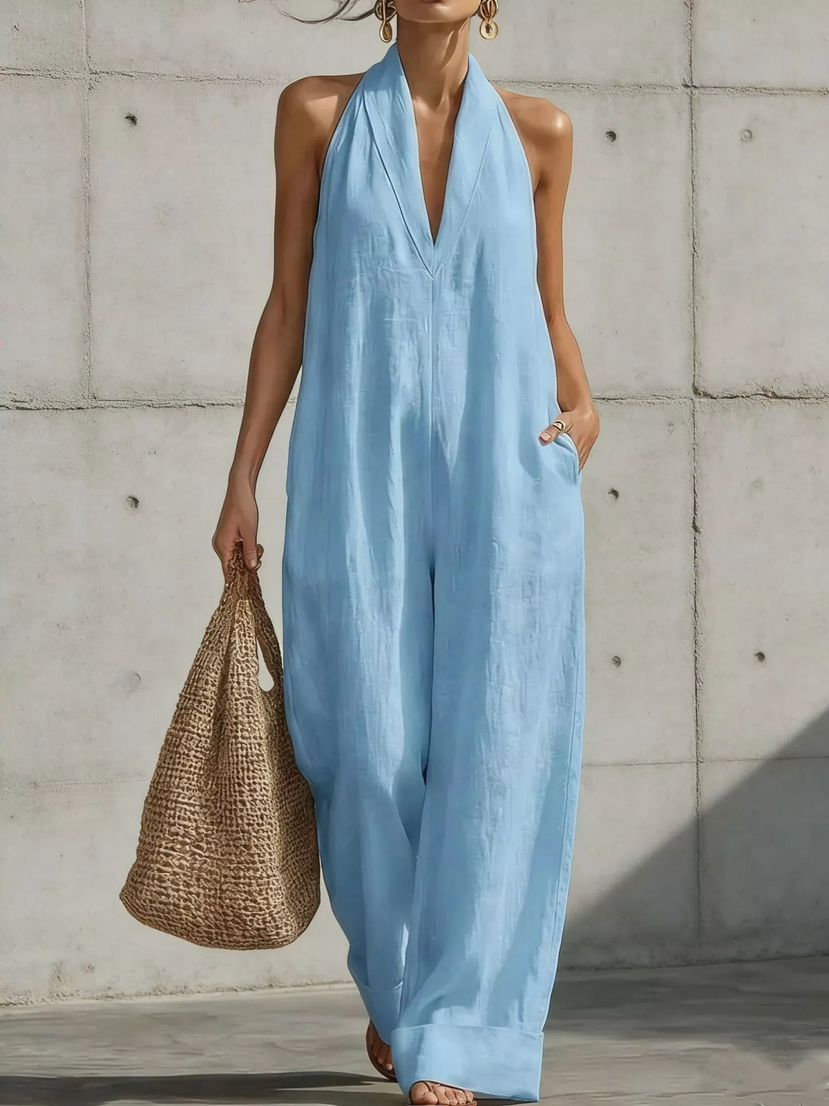 Halter Neck Wide-Leg Jumpsuit