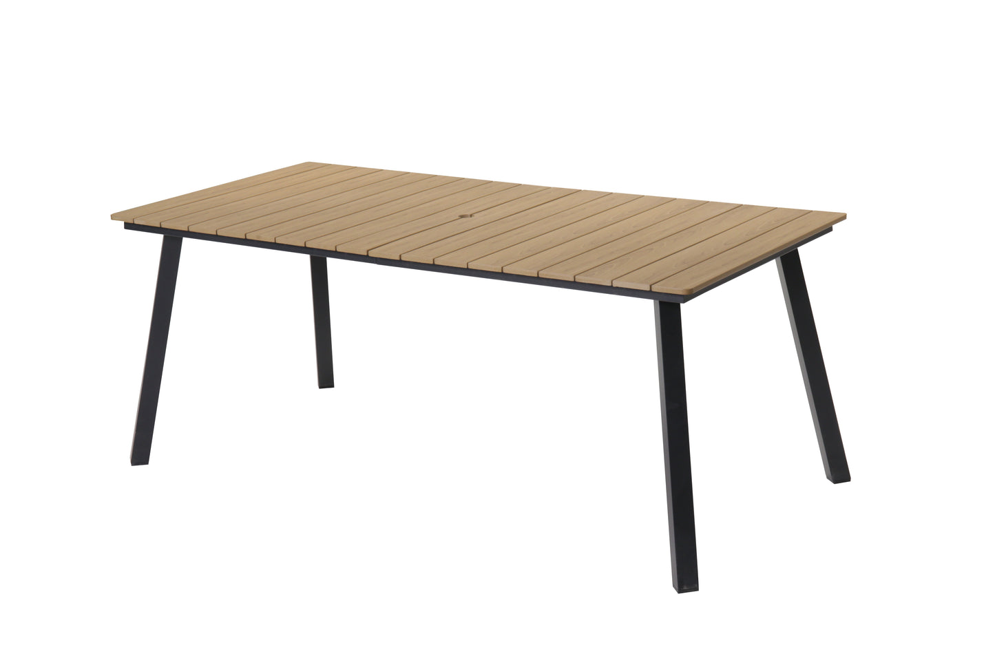 Outdoor Folding Dining Table for 4-6 with Steel Frame and Umbrella Hole