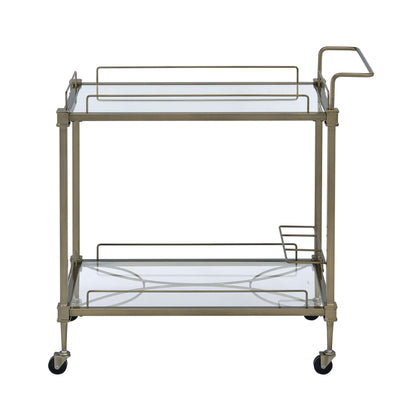 Aditya Mirrored & Antique Brass Finish Serving Cart