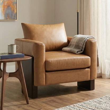 Modern Accent Chair Stylish Club Chair Armchair with Rubberwood Legs for Living Room, Bedroom, or Office
