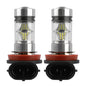 2PCS 1000lm 100W H8/H9/H11 LED Fog DRL Light Bulb IP65 Water-Resistant 360¡ Beam Angle 6000K White