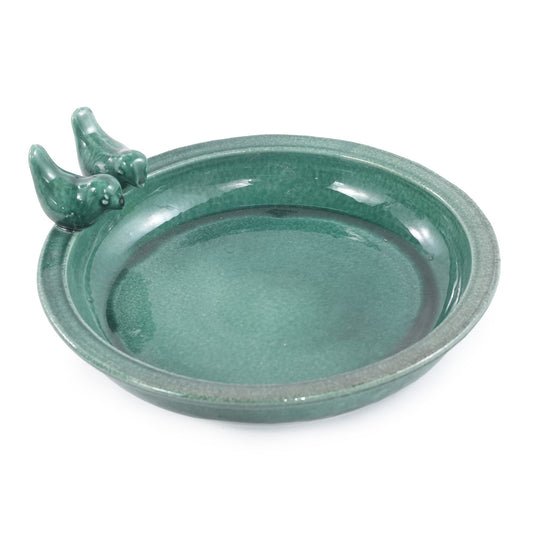 Handmade Ceramic Bird Bath, 11.8 Inch Forest
