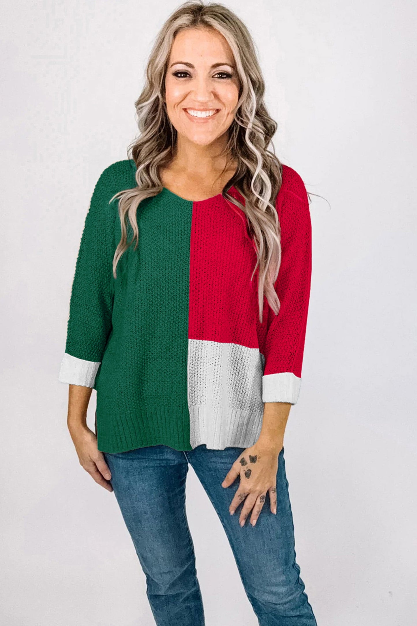 Demi Block Knit Loose Sweater