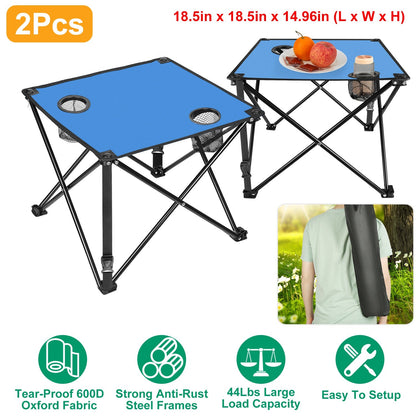 Portable Folding Camping Table with Cup Holders & Carry Bag