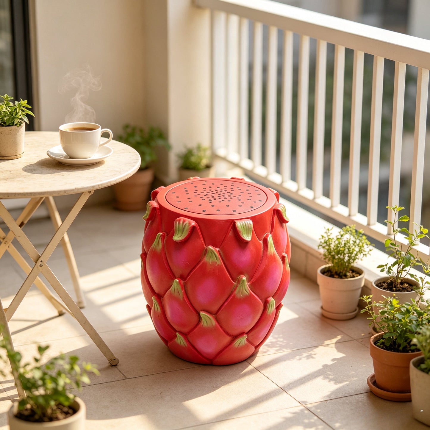13.4" Oversized Resin Dragon Fruit Stool
