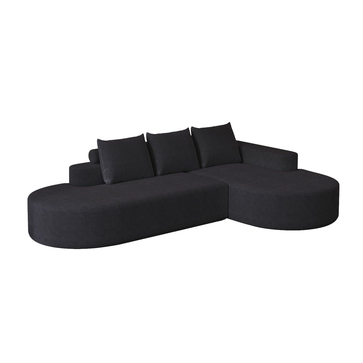 Modern Curved Sofa, L-Shaped Modular Sectional Set With 3 Pillows