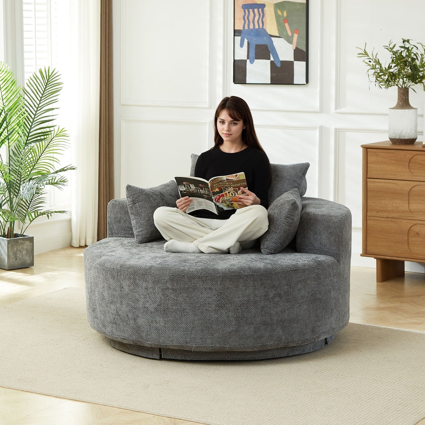 Single 360 Degree Swivel Chair For Living Room
