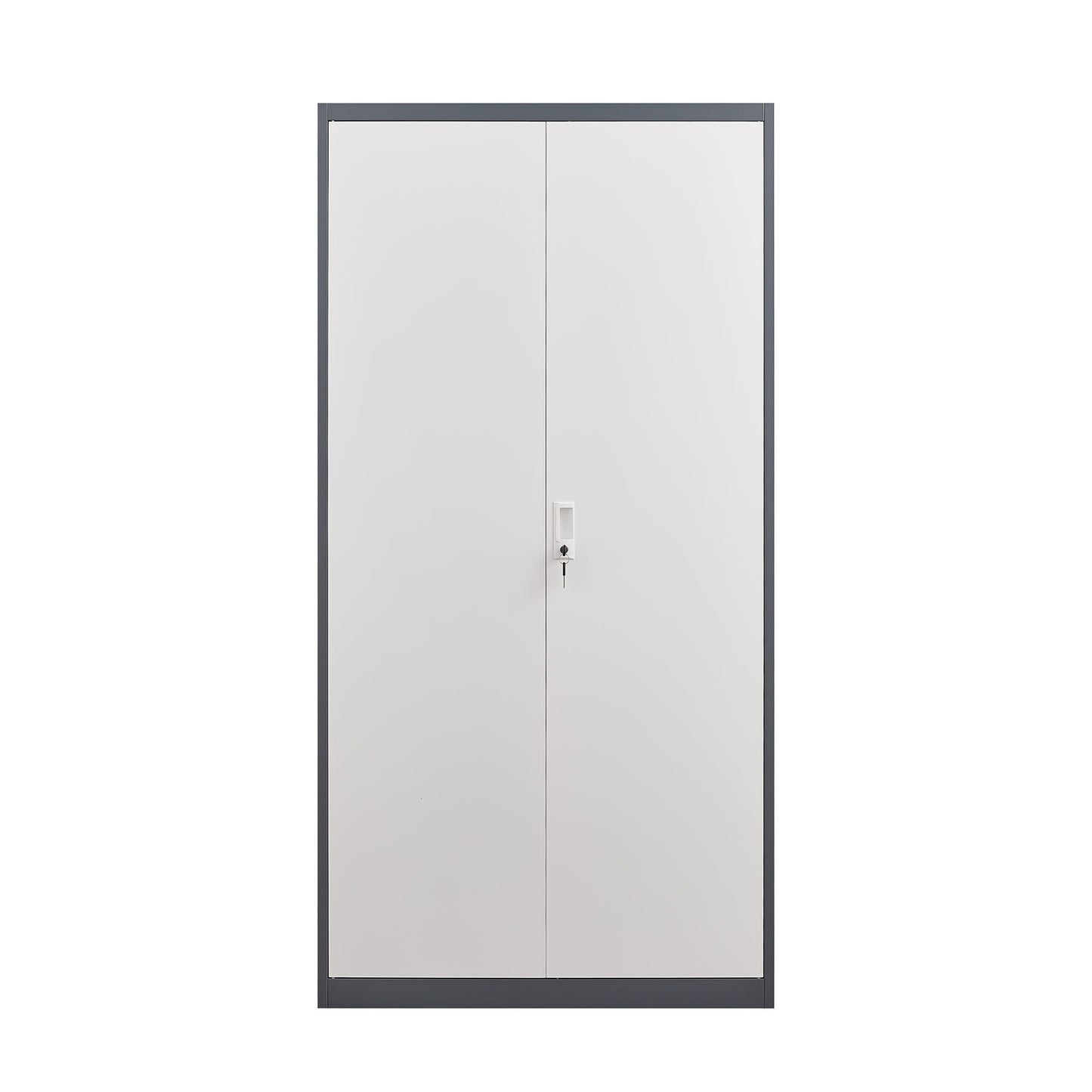 Wardrobe With Hanging Rod And Compartments, Lockable Closet With Locks & Keys For Bedroom - Gray