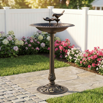 Outdoor Aluminum and Iron Bird Bath
