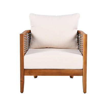 2 Pieces Outdoor Unique Tub Design Armchair with Woven Rope