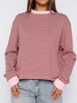 Striped Oversized Round Neck Sweatshirt