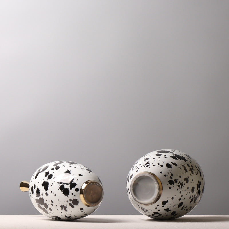 Chinese Ceramic Vase Splash-ink Color Matching Long Neck Flower Device