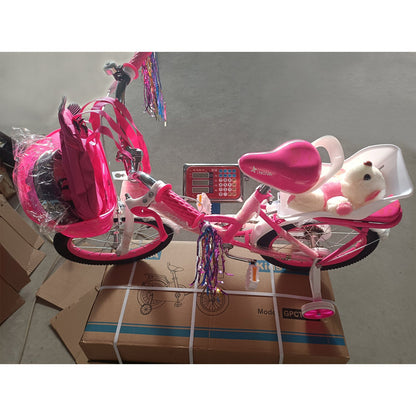 12in Carbon Steel Kid Bike with Backpack Streamers Helmet Detachable Training Wheels