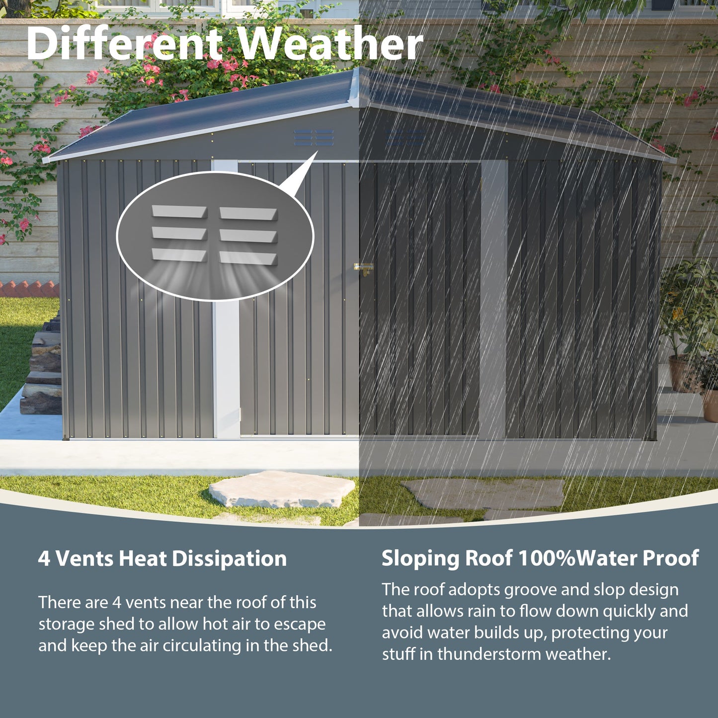 12×14 ft Outdoor Metal Storage Shed