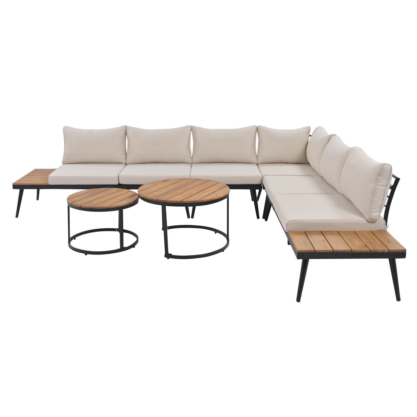 Modern Outdoor Sectional Sofa Set With Nesting Coffee Tables