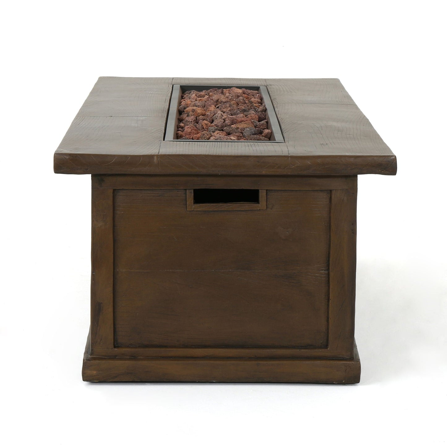 Transitional Rectangular Outdoor Propane Fire Pit With 50,000 BTU