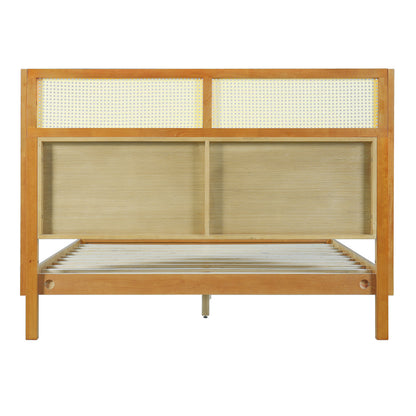 Premium Rubber Wood Platform Queen Bed Frame with Headboard