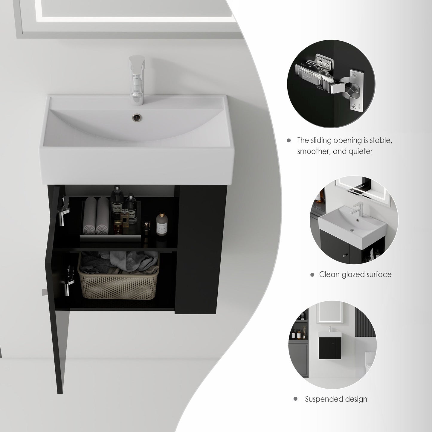 21.6 Inch Floating Bathroom Vanity with Sink