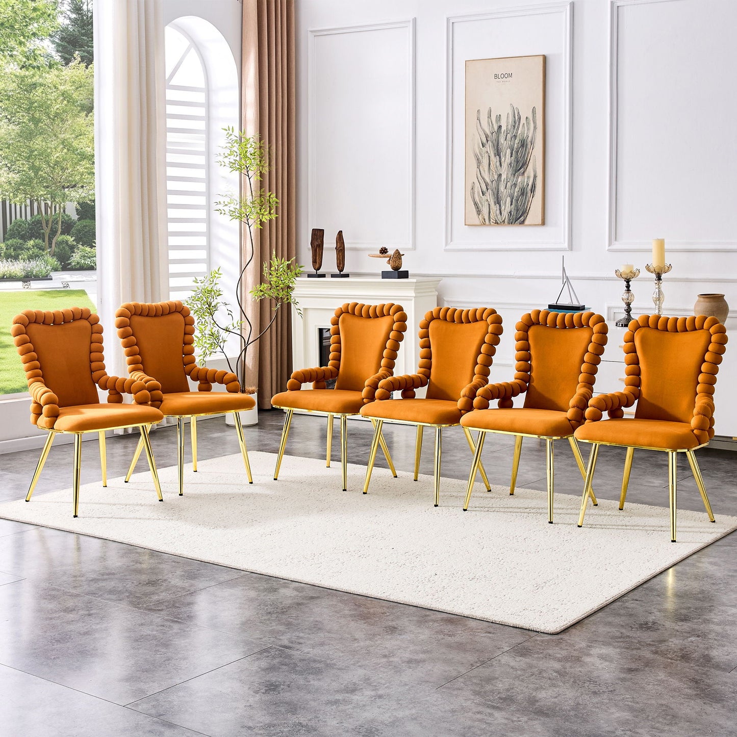 Puffy Bubble, Ball Chain Chair With Armrests For Dining Room (Set of 2)