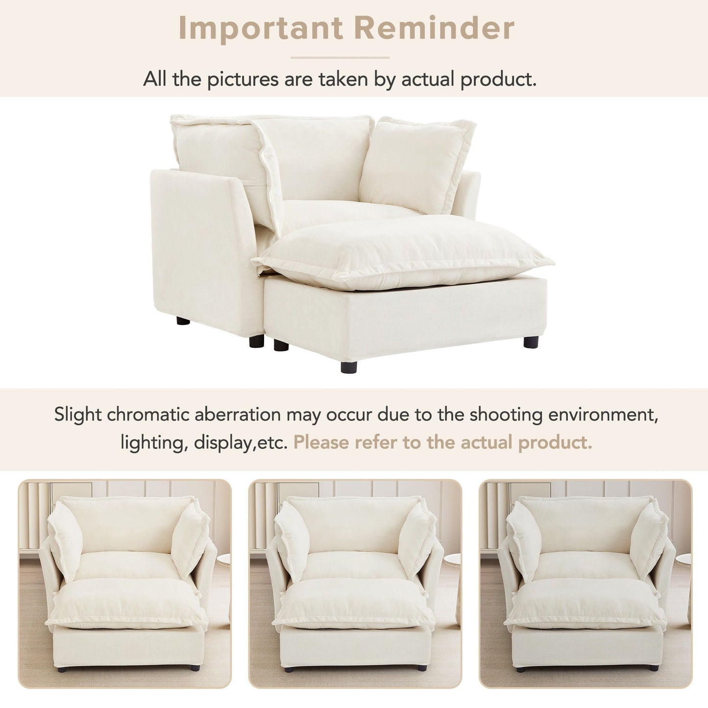 Modern Armchair Sofa With Movable Ottoman
