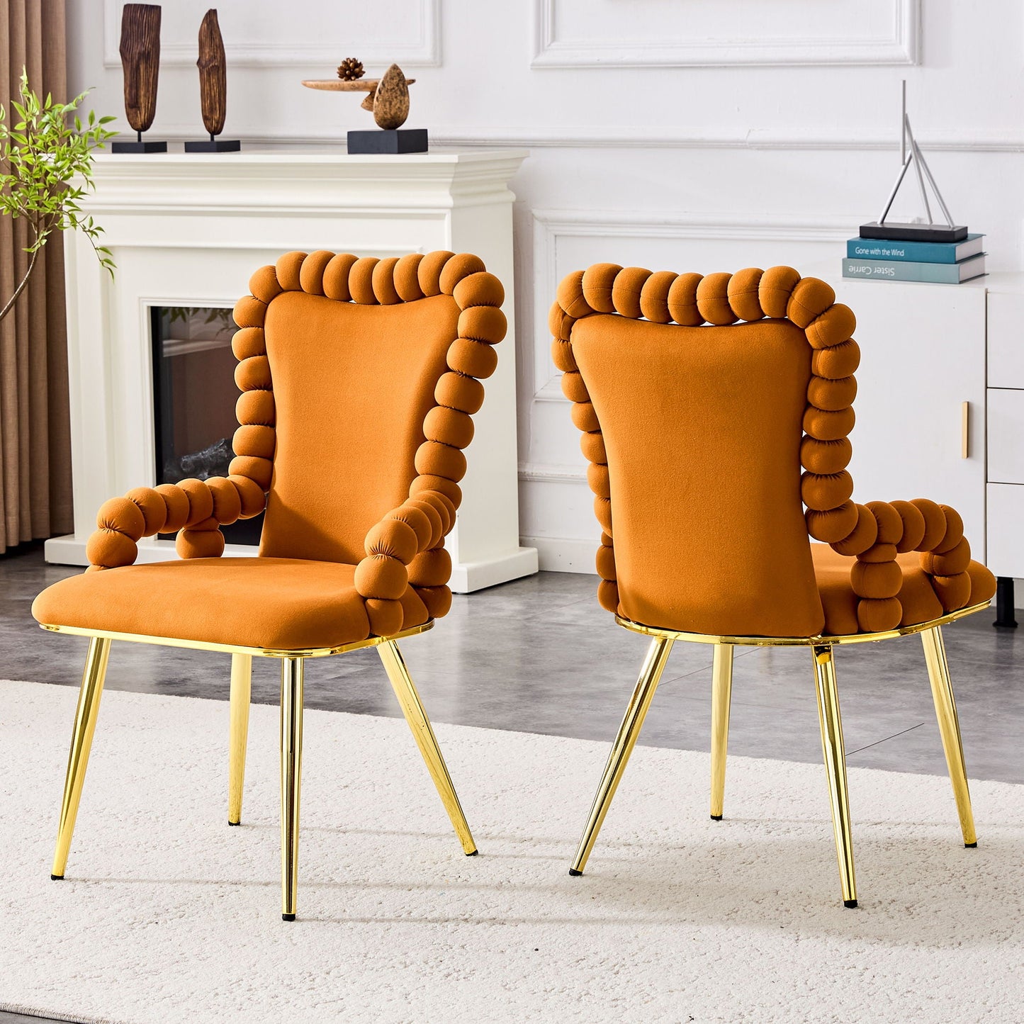 Puffy Bubble, Ball Chain Chair With Armrests For Dining Room (Set of 2)