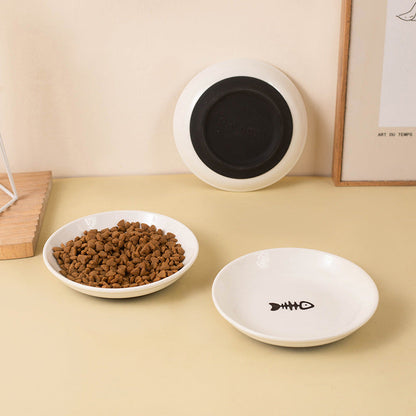 Ceramic Cat Food Bowls Whisker Friendly Cat Bowls With Nonslip Silicone Bottom Cat Food Dishes For Food And Water Cat Food Dishes Wide Shallow Small Cat Plates For Cats Kitten Small Dogs