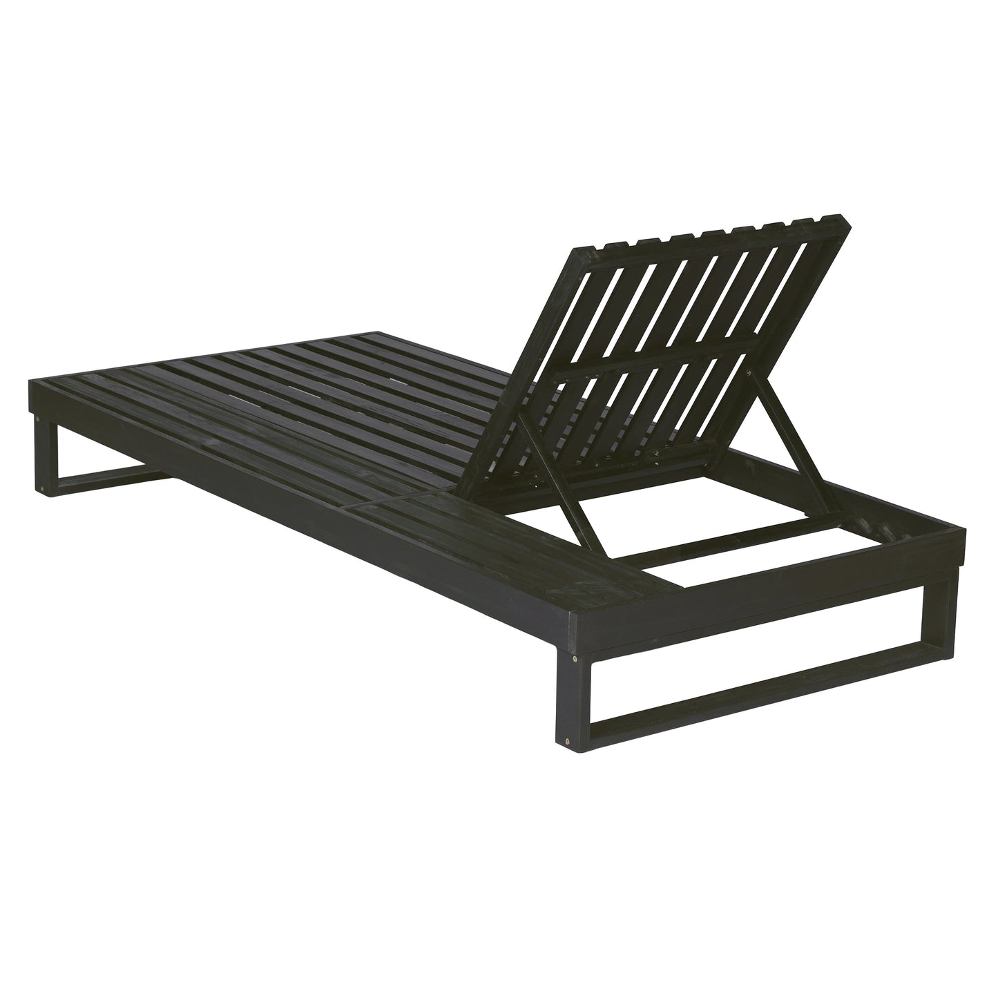 Black Acacia Wood Chaise Lounge
