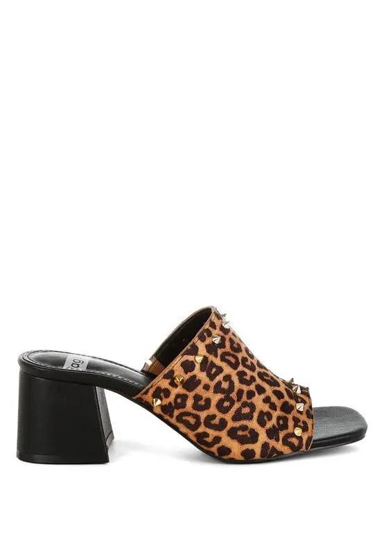 Shoes Rag Company Edama Leopard Print Studded Slip-Ons - Trendy Style Footwear - Premium Quality Product | Fast Shipping & Returns