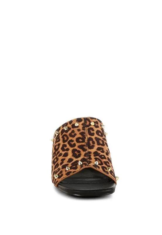 Shoes Rag Company Edama Leopard Print Studded Slip-Ons - Trendy Style Footwear - Premium Quality Product | Fast Shipping & Returns