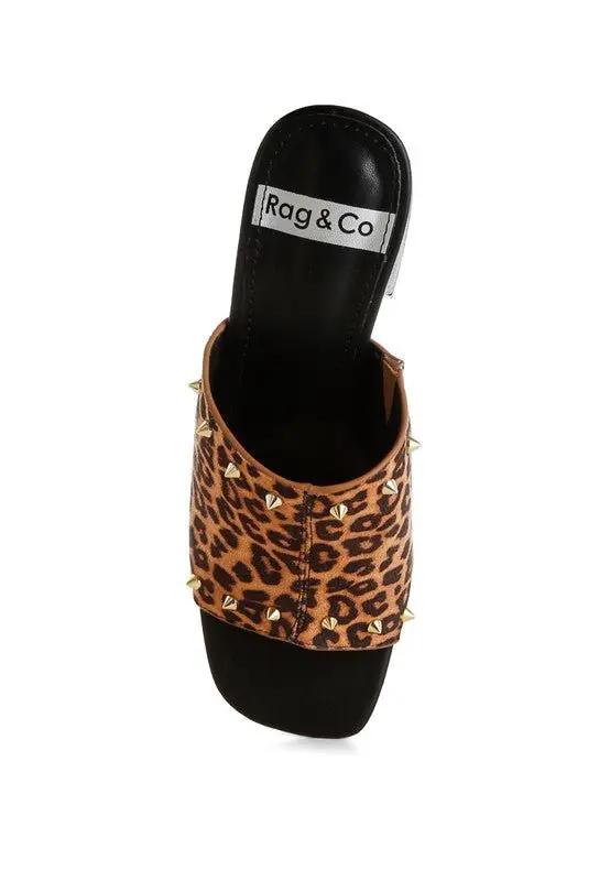 Shoes Rag Company Edama Leopard Print Studded Slip-Ons - Trendy Style Footwear - Premium Quality Product | Fast Shipping & Returns