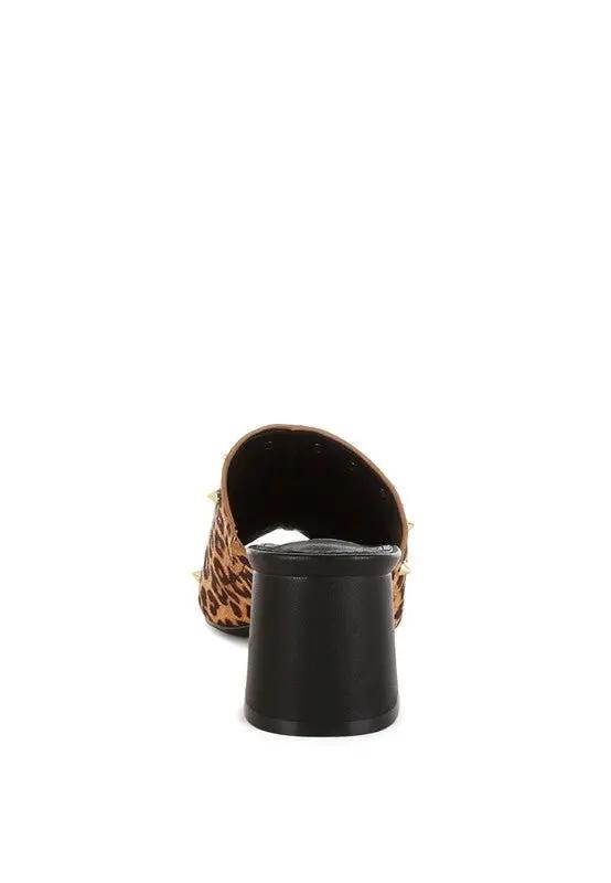 Shoes Rag Company Edama Leopard Print Studded Slip-Ons - Trendy Style Footwear - Premium Quality Product | Fast Shipping & Returns