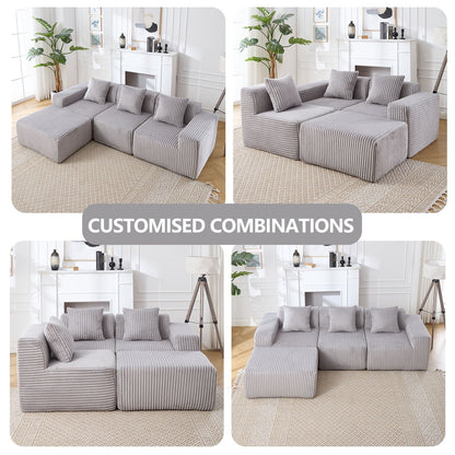 L - Shape Modern Minimalist Modular Sectional Sofa, Upholstered Cloud Couch With Deep Seats