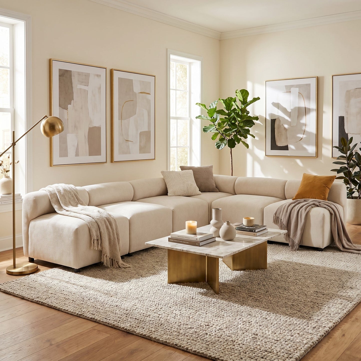 Evelyn 109 in. 6-Piece L Shaped Modular Chenille Sofa Couch