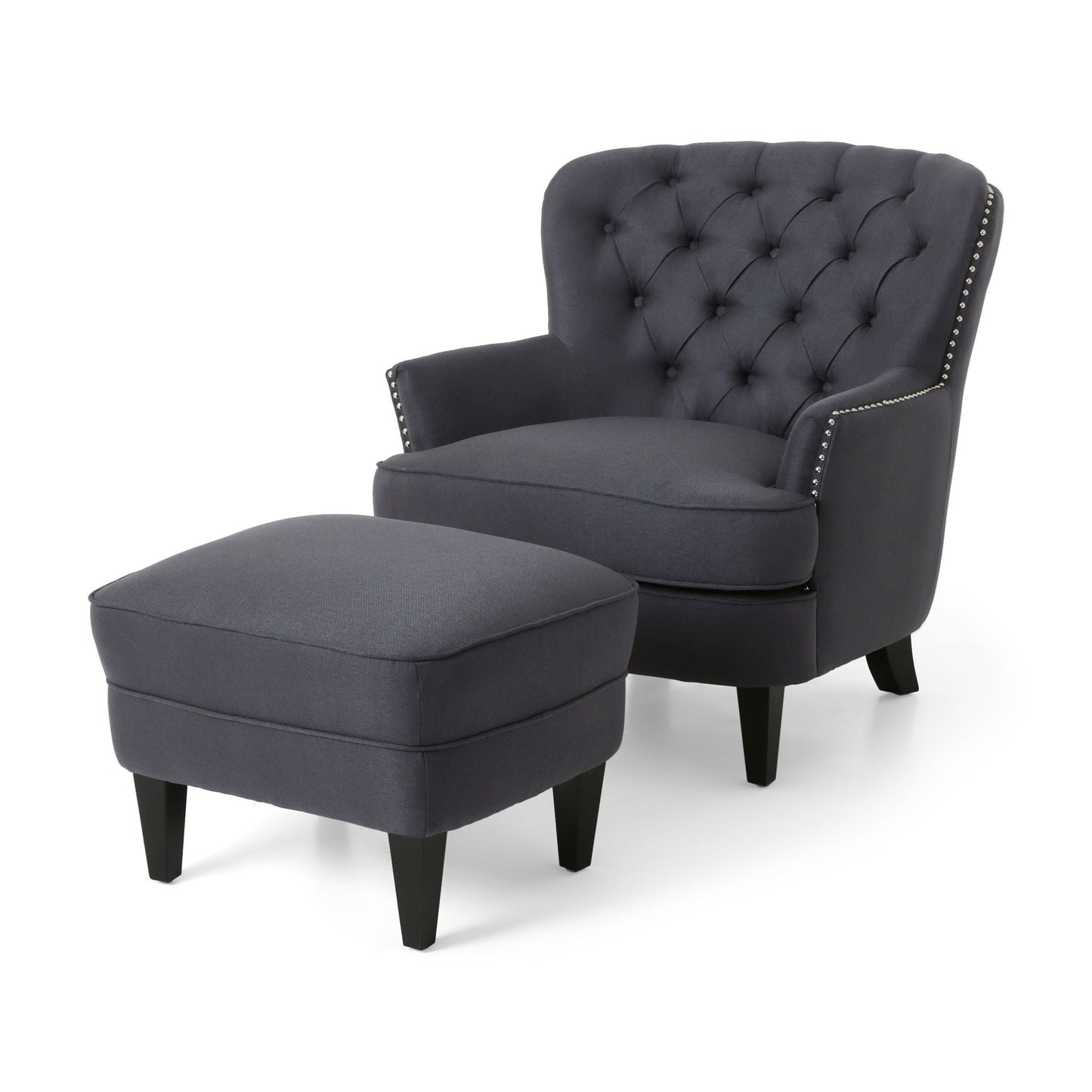 Enchante Living Room Set with Tufted Back Club Chair and Ottoman