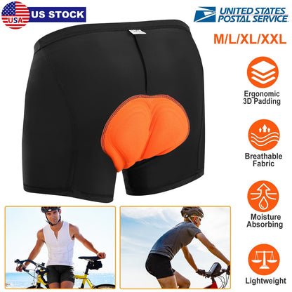 Men\'s Cycling Underwear Shorts 3D Padded Bike Underwear Shorts Breathable Moisture Absorbing Quick Dry
