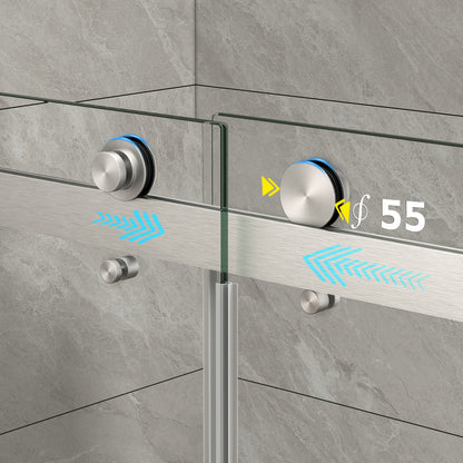 43"-48" W x 76" H Brushed Nickel Reversible Double Bypass Sliding Shower Door