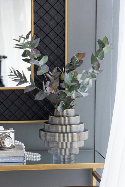Multi-Tiered Geometric Vase with Smoked Glass Finish