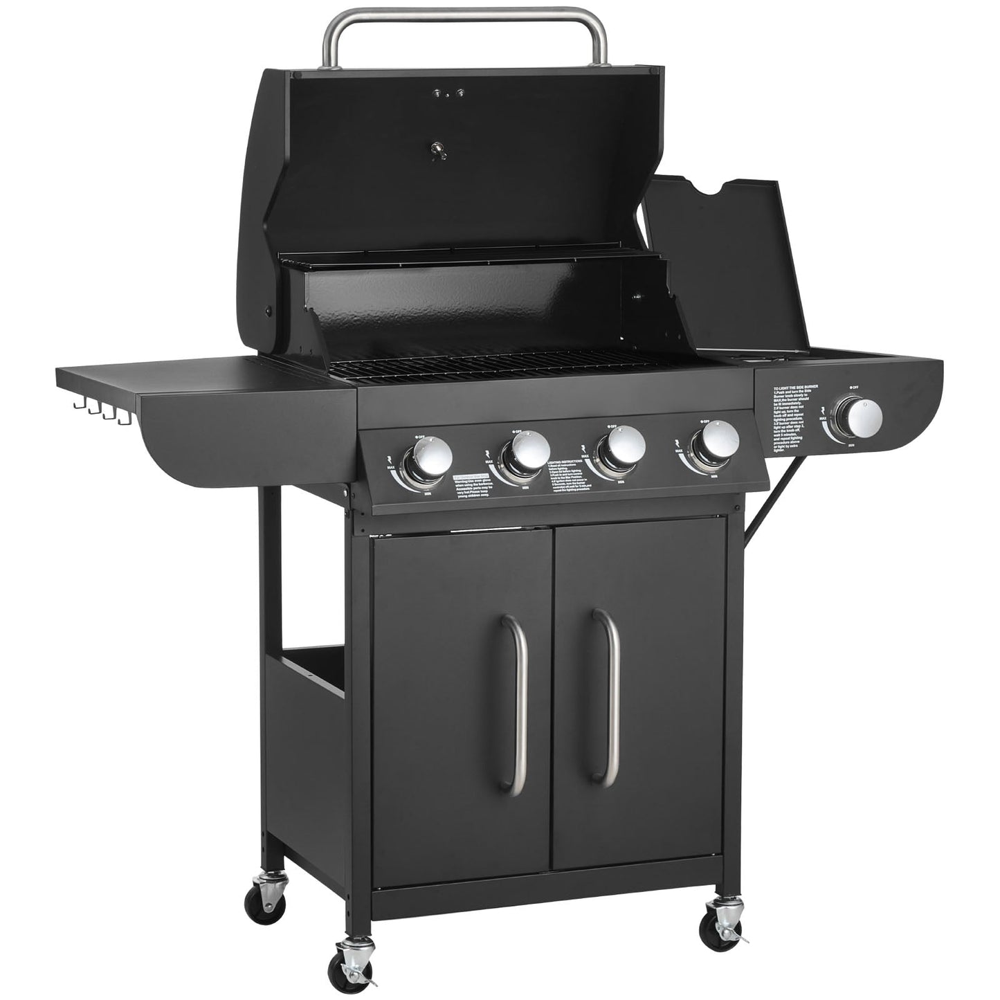 Gas Grill, 4 Burner Propane Gas Grill with Side Burner
