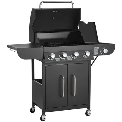 Gas Grill, 4 Burner Propane Gas Grill with Side Burner