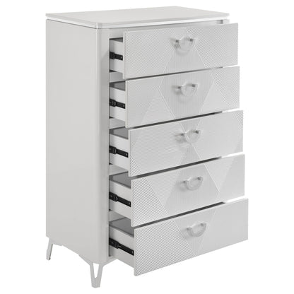 Cassia 5-drawer Bedroom Chest of Drawers White High Gloss