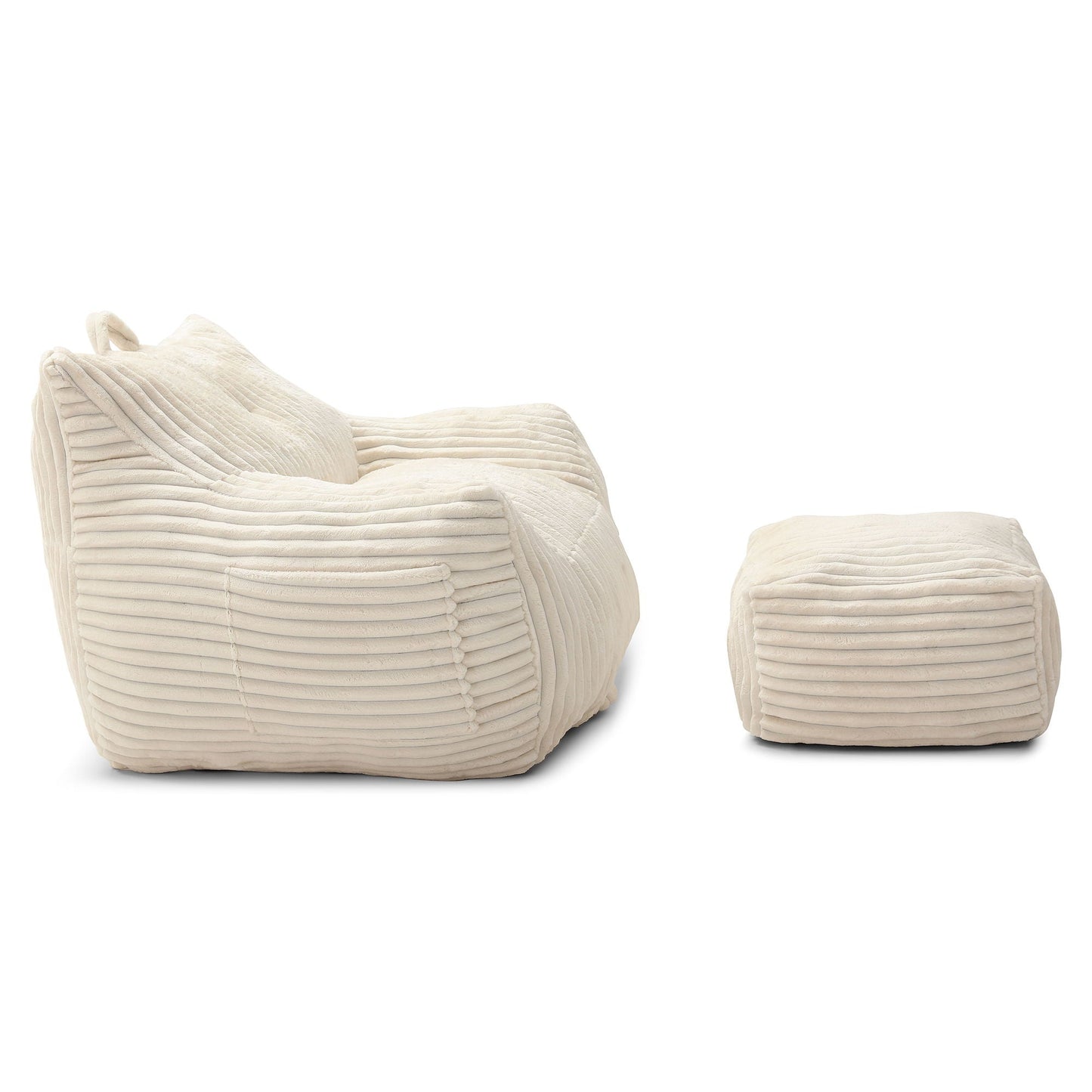 Giant Bean Bag Chair With Armrests And Footstool
