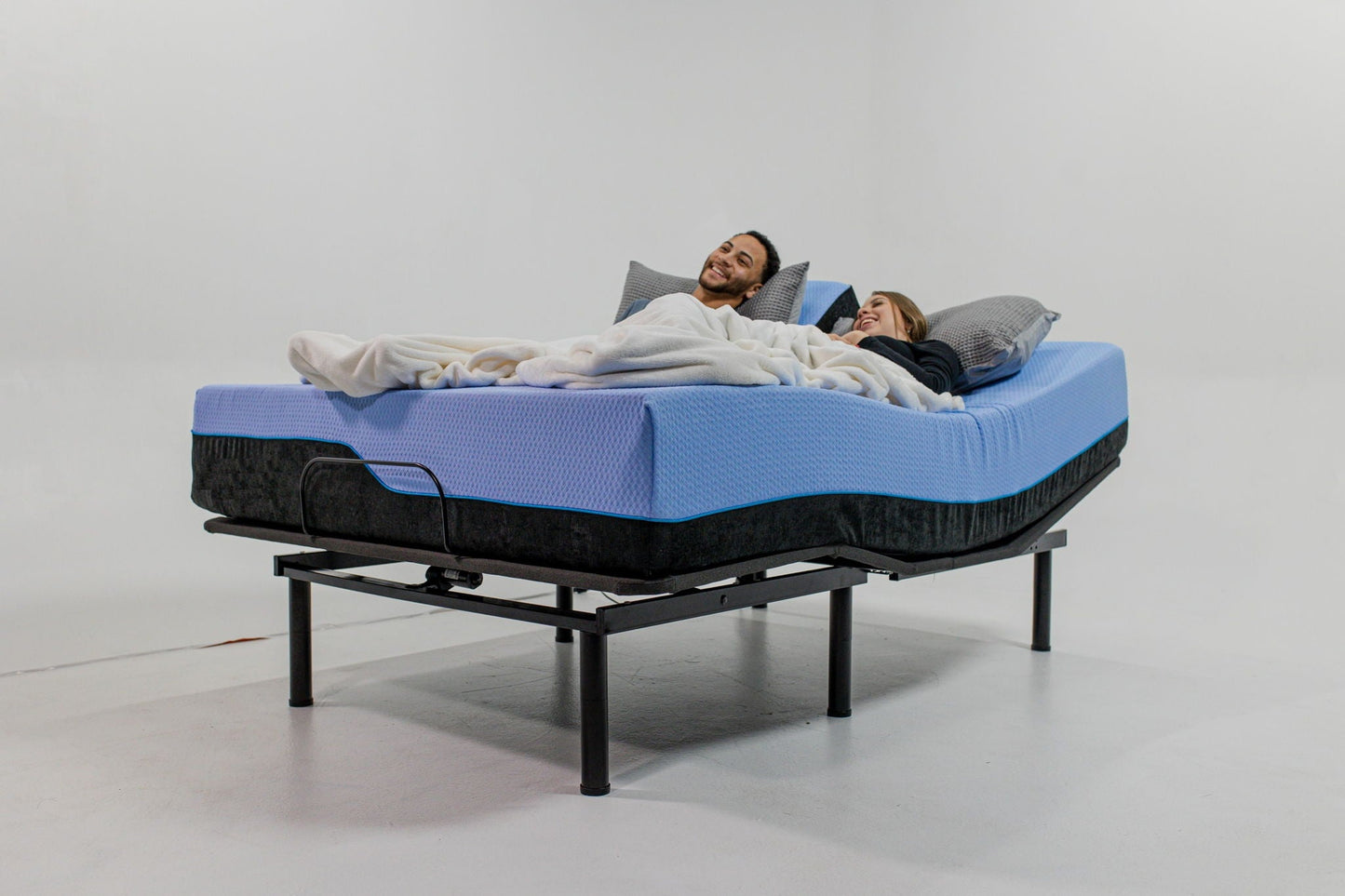 Refresh - 12" Flex Head Latex Foam Hybrid Mattress And Adjustable Base Bundle - Blue - King
