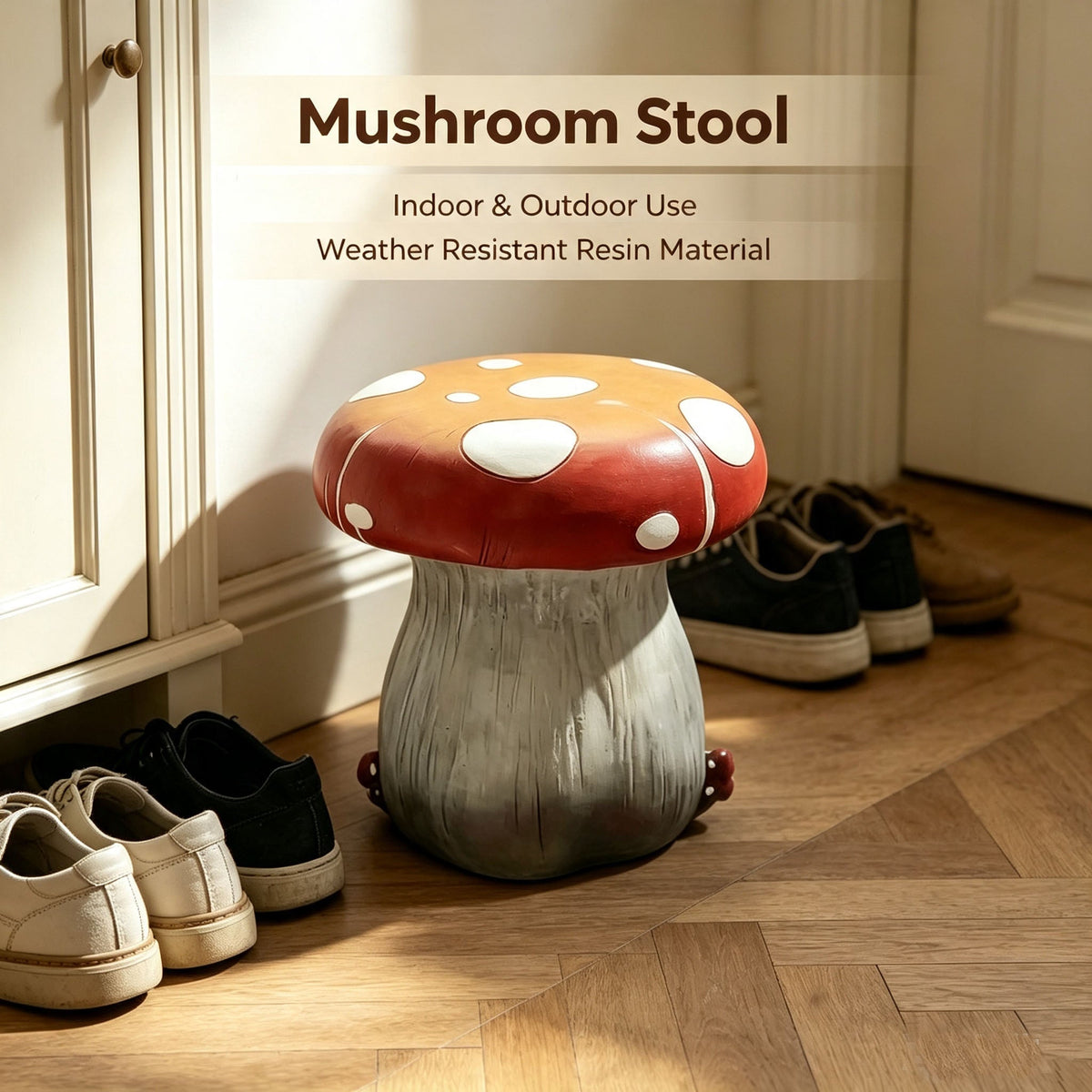 13.4" Oversized Mushroom Statue Stool