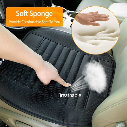Universal Car Seat Cushion Cover Breathable Car Front Seat Cover Pad Mat Filling Bamboo Charcoal w/ Non-Slip Bottom and Storage Pockets